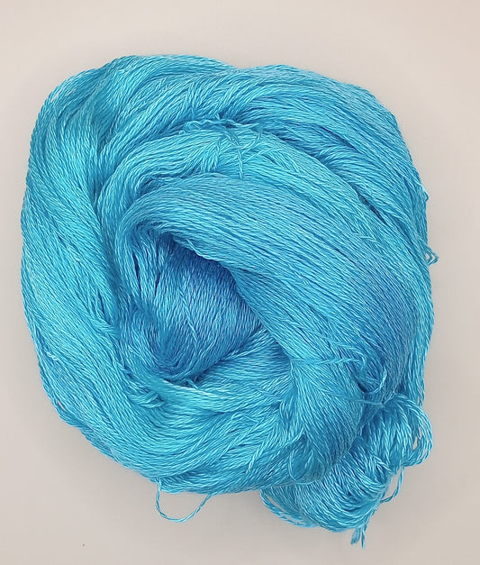 100G 'A' Grade Pure Mulberry Silk- "Turquoise"  Hand Dyed Lace weight