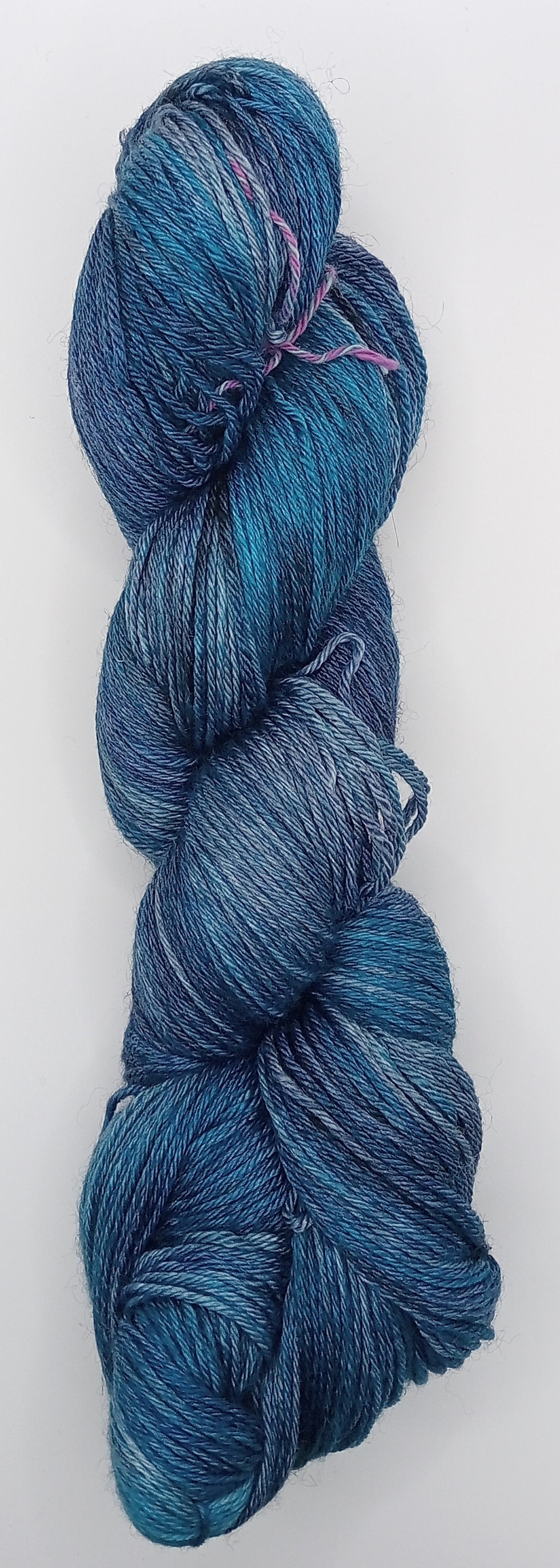 100G Bluefaced Leicester/Silk hand dyed 4 ply Yarn- "Ocean Depths"