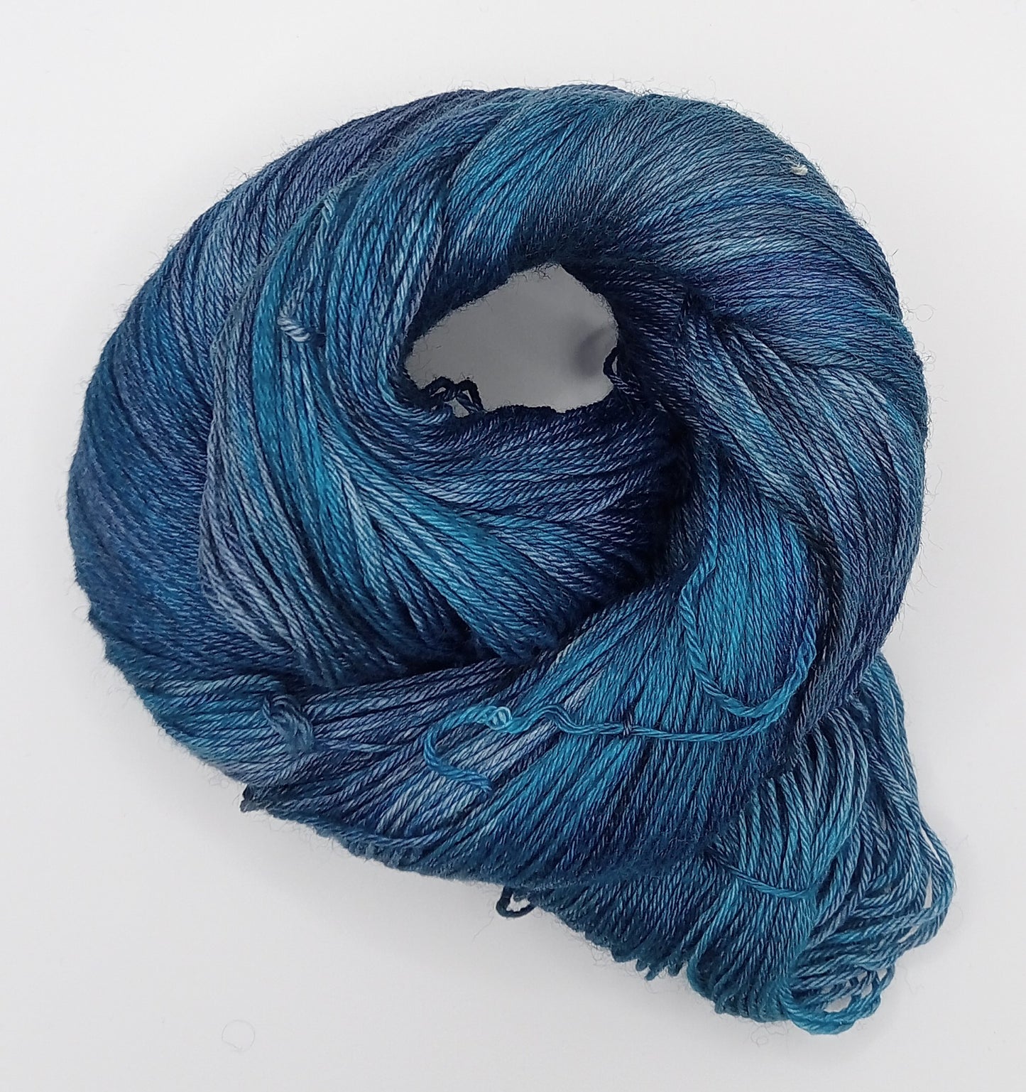 100G Bluefaced Leicester/Silk hand dyed 4 ply Yarn- "Ocean Depths"
