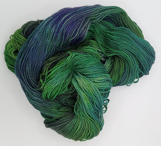 100G Merino/Silk/Yak hand dyed luxury Yarn 4 Ply- "Peacock"