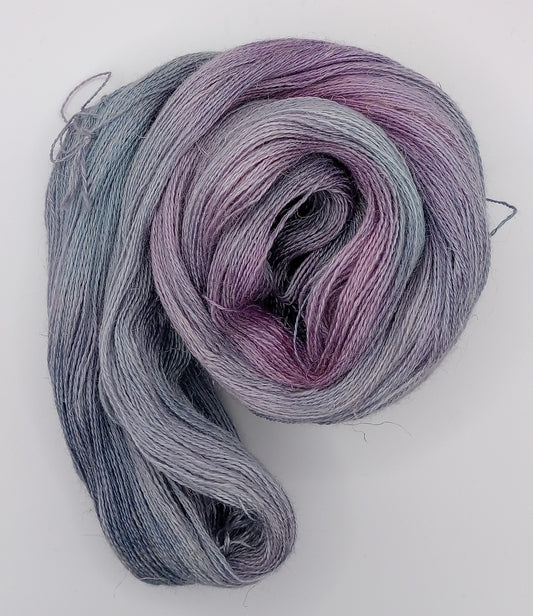 100G Baby Alpaca/Silk/Linen hand dyed Lace Weight Yarn- "Fallen Damsons"