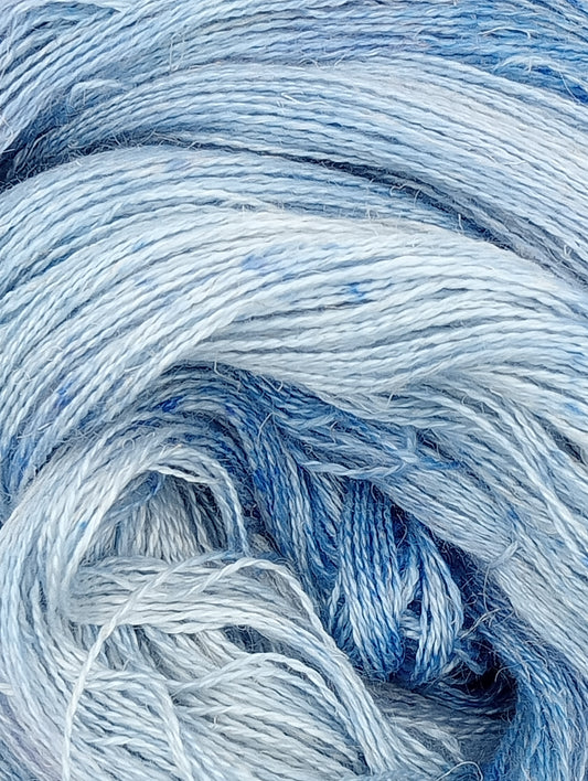 100G Baby Alpaca/Silk/Linen hand dyed Lace Weight Yarn- "Delphinium"