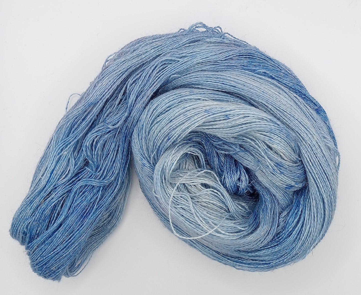 100G Baby Alpaca/Silk/Linen hand dyed Lace Weight Yarn- "Delphinium"