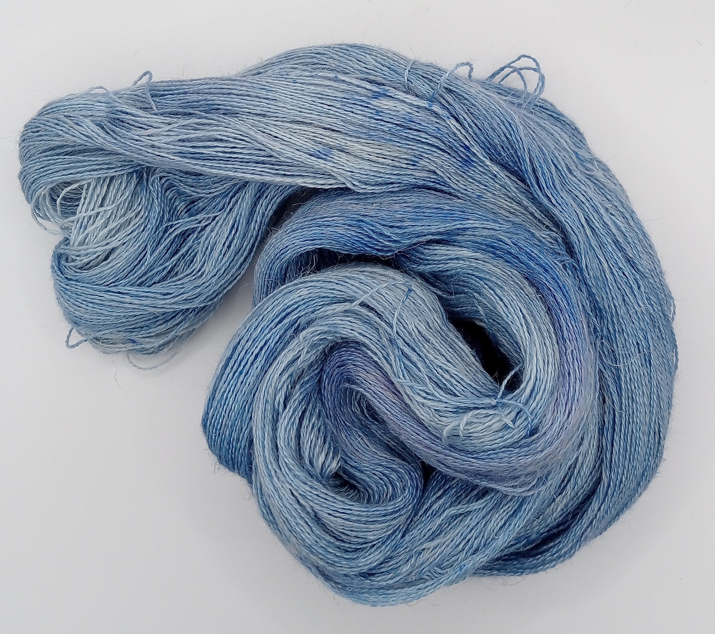 100G Baby Alpaca/Silk/Linen hand dyed Lace Weight Yarn- "Delphinium"