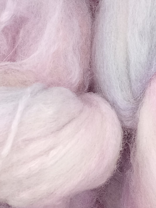 100G Polwarth/Camel/Silk luxury hand dyed fibre combed top - "Lilac Tree"