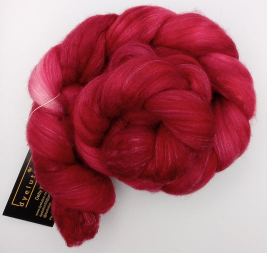 100G Polwarth/Camel/Silk luxury hand dyed fibre combed top - "Flora"