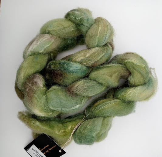 "Treebeard" Bluefaced Leicester/Tussah silk hand dyed luxury blend 100g"