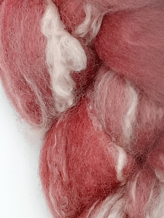 "Plum Puddin'" Bluefaced Leicester/Tussah silk hand dyed luxury blend 100g"