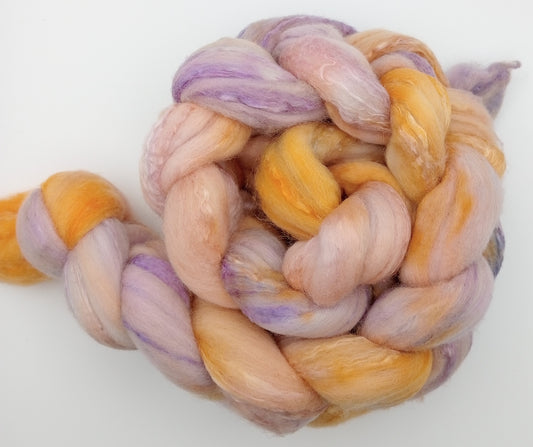 100G Merino/Silk hand dyed fibre combed top - "Spring Garden"