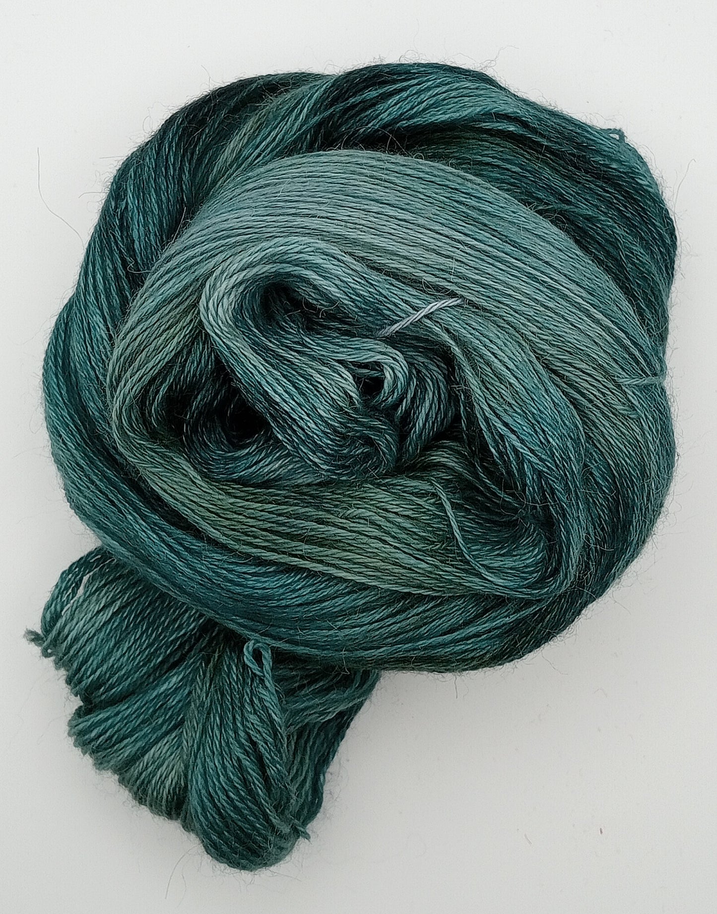 "Emerald Forest" - 4 ply hand dyed yarn 100G Alpaca/Silk/   Cashmere