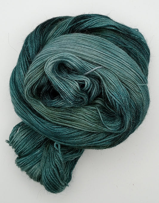 "Emerald Forest" - 4 ply hand dyed yarn 100G Alpaca/Silk/   Cashmere