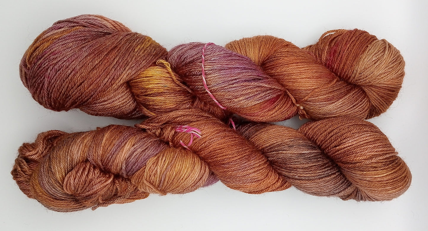 "Opulence" 4 ply hand dyed yarn - 100G Bluefaced Leicester/Silk