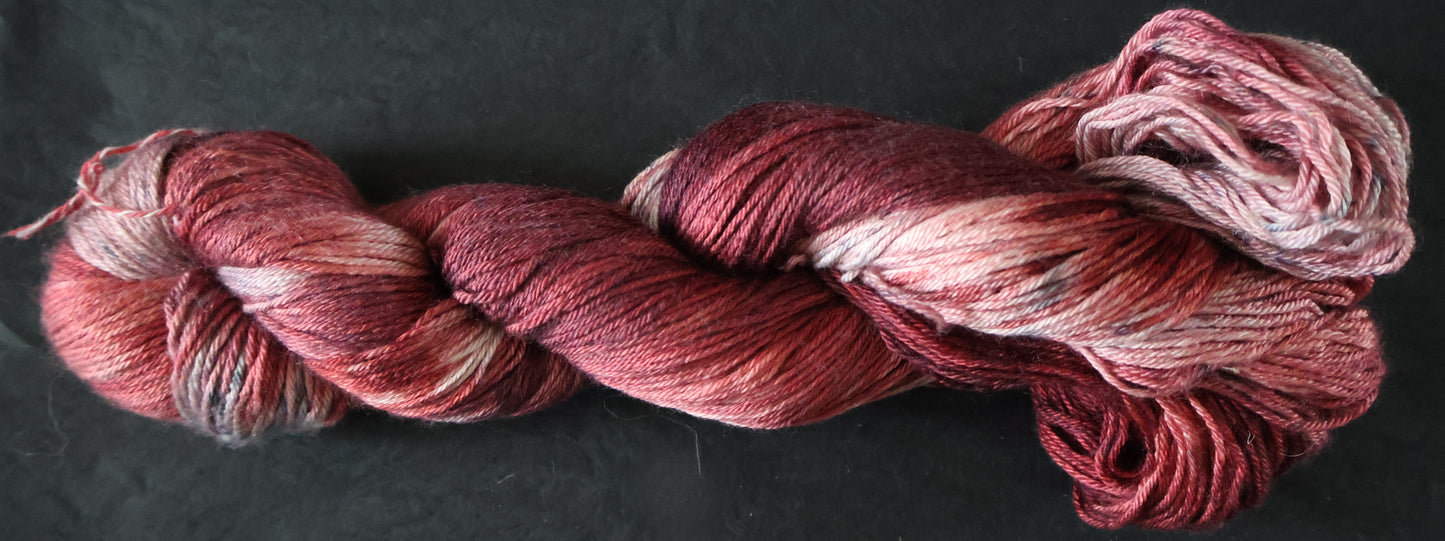 100G Merino/baby Alpaca/Silk hand dyed Yarn 4 Ply- "Red velvet" - SALE