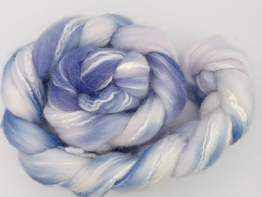 100G merino/bamboo hand dyed fibre combed top - "Polar Express"