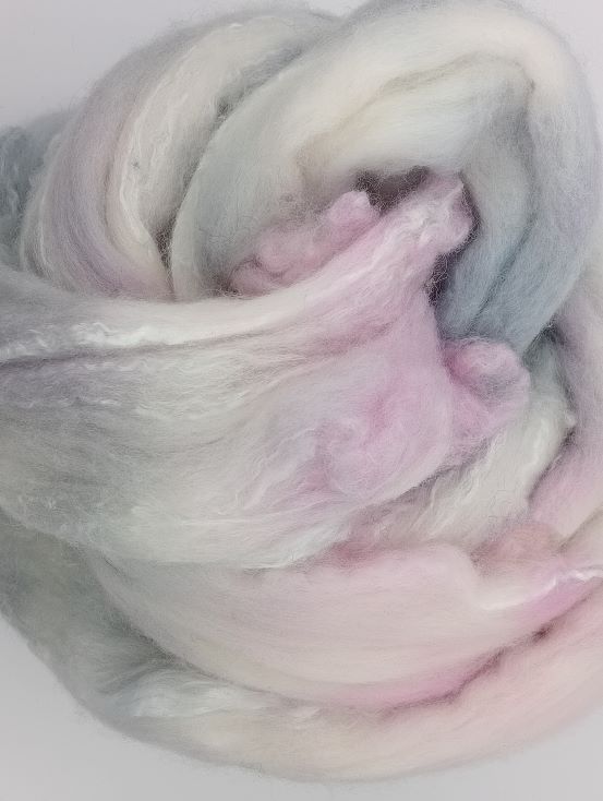 100G Merino/Bamboo luxury fibre blend of hand dyed fibre combed top - "Anonymouse"