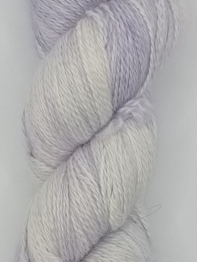100G Baby Alpaca/Silk hand dyed Lace Weight Yarn- "A Touch of Frost"