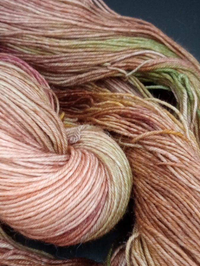 100G Bluefaced Leicester hand dyed 4 ply Yarn- "Fallen Leaves"