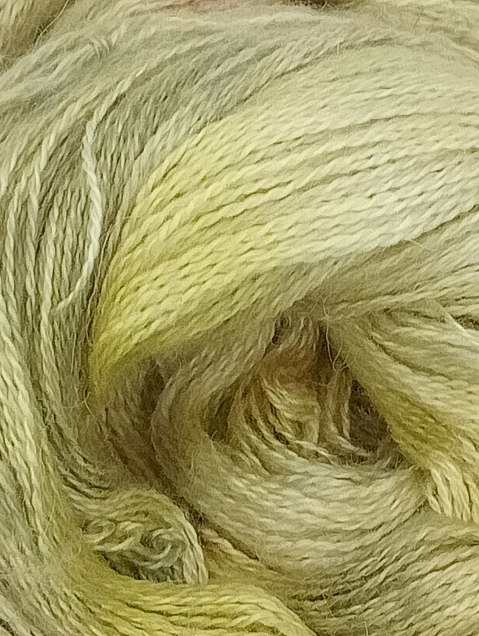 100G Alpaca/Silk/   Cashmere hand dyed Lace Weight Yarn- "Pistachio"