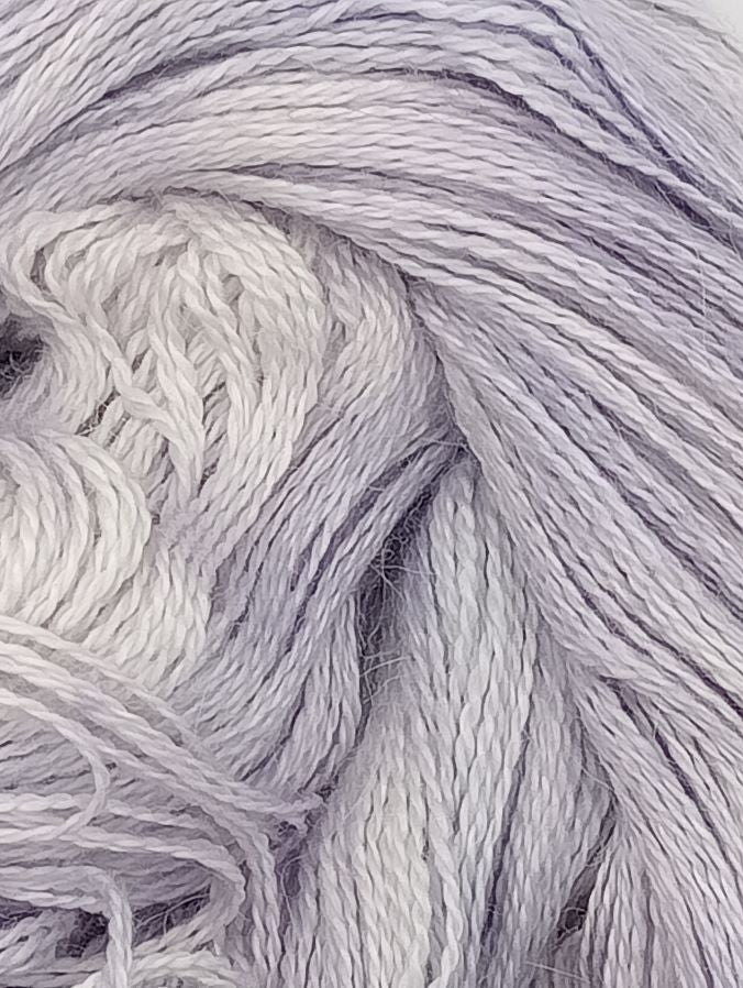 100G Baby Alpaca/Silk hand dyed Lace Weight Yarn- "A Touch of Frost"