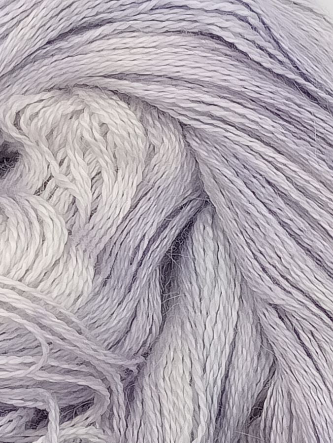 100G Baby Alpaca/Silk hand dyed Lace Weight Yarn- "A Touch of Frost"