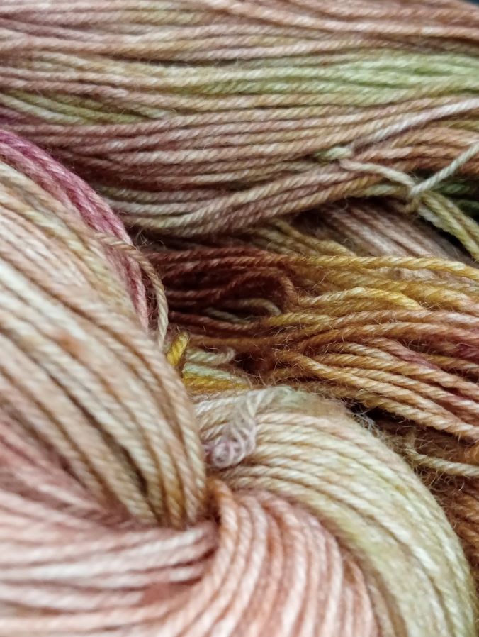 100G Bluefaced Leicester hand dyed 4 ply Yarn- "Fallen Leaves"