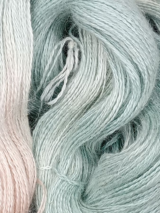 100G Baby Alpaca/Silk/Linen hand dyed Lace Weight Yarn- "Rowan"