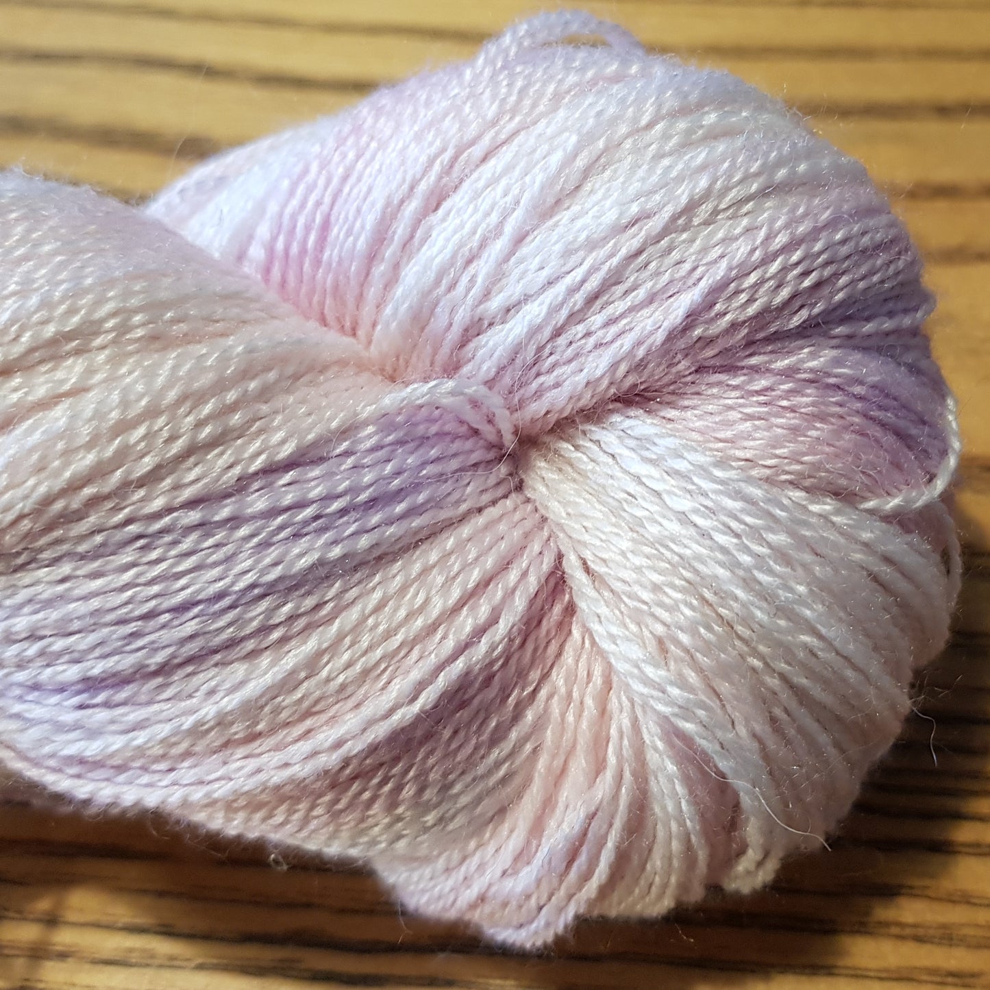 100G Bluefaced Leicester and silk hand dyed Lace Weight Yarn- "Pink and Lilac blush" - *SALE*