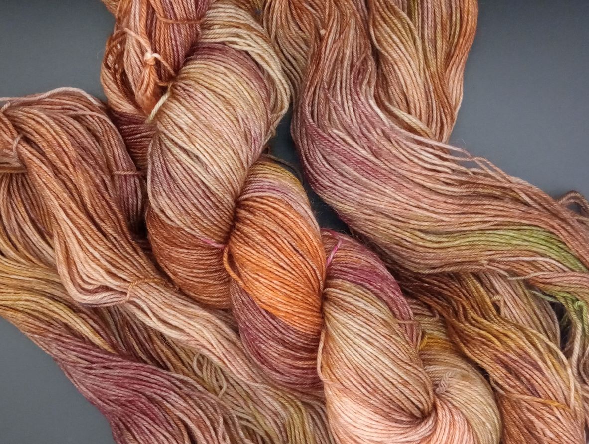 100G Bluefaced Leicester hand dyed 4 ply Yarn- "Fallen Leaves"