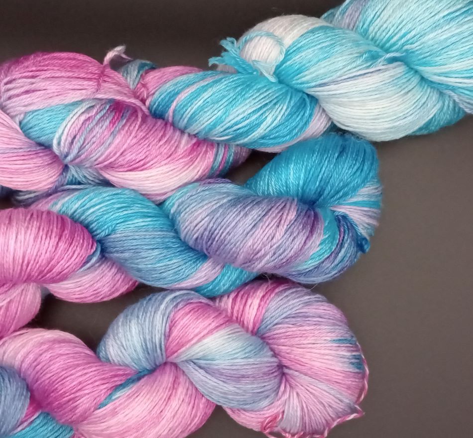 100G Bluefaced Leicester and silk hand dyed 4 ply Yarn- "Unicorn" - **SALE**