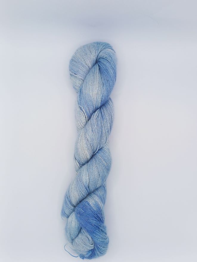 100G Alpaca/SIlk/Linen hand dyed Lace Weight Yarn- "Delphinium"