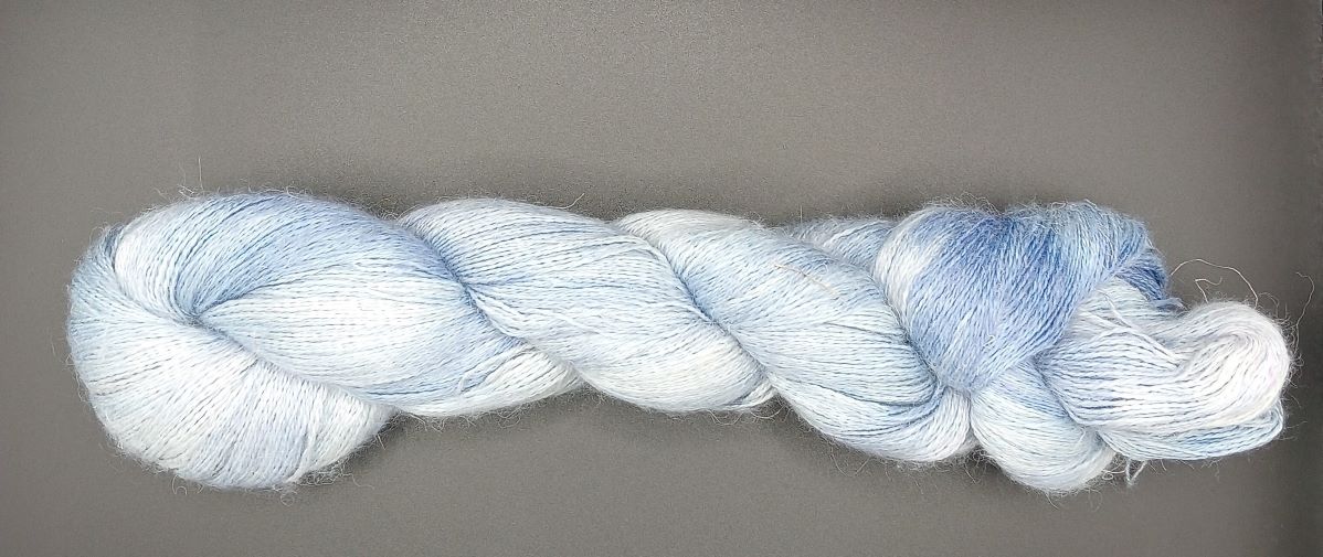 100G Alpaca/SIlk/Linen hand dyed Lace Weight Yarn- "Delphinium"