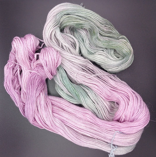 100G Alpaca/Silk/   Cashmere hand dyed 4 ply Yarn- "Moss n' Mauve"