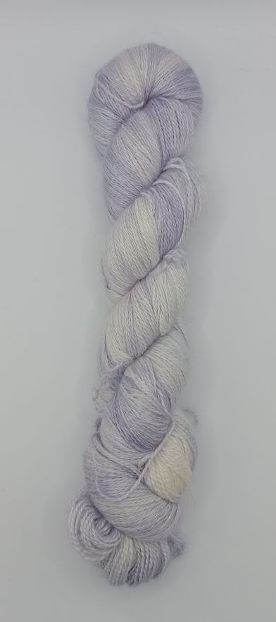 100G Baby Alpaca/Silk hand dyed Lace Weight Yarn- "A Touch of Frost"