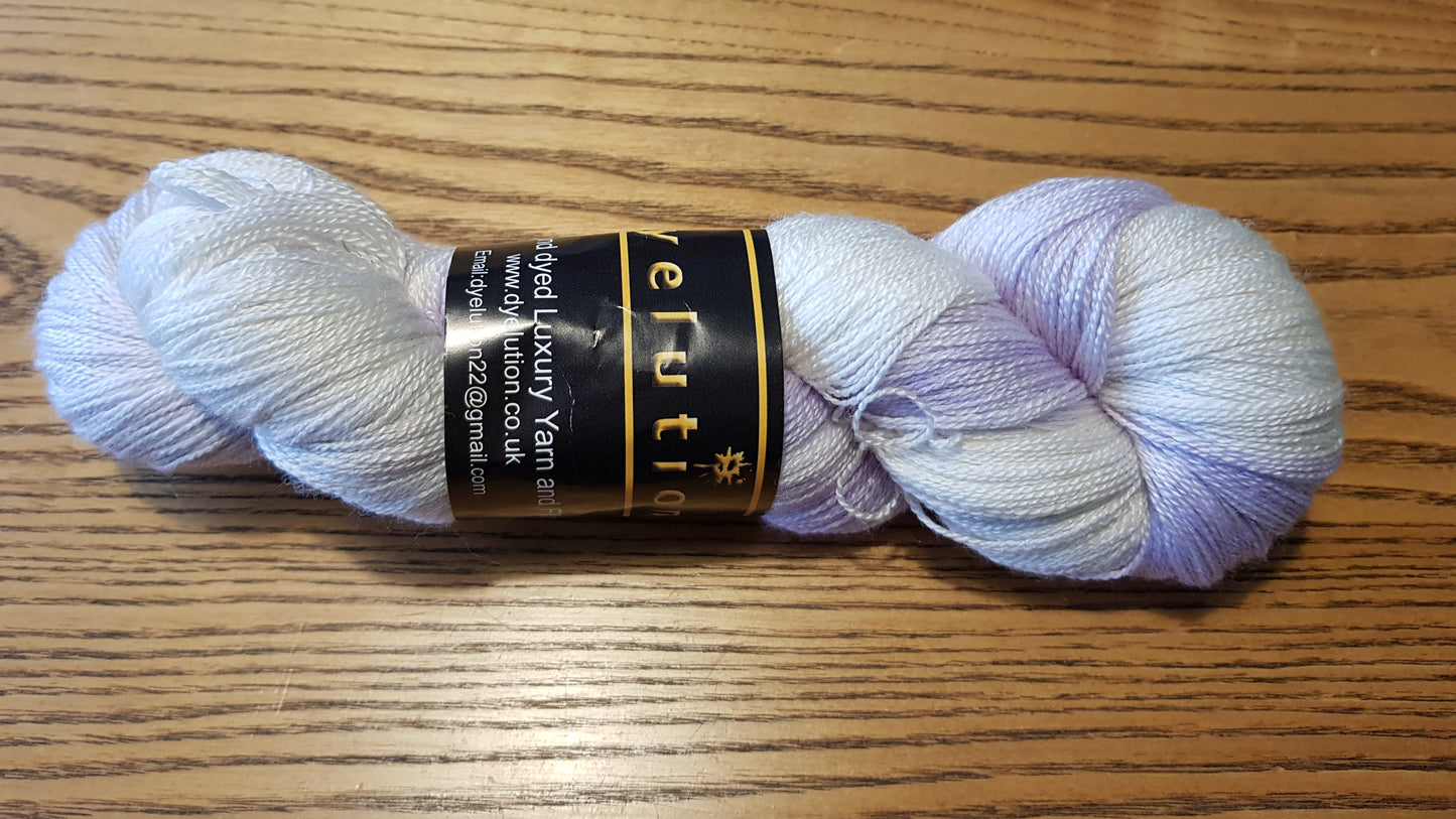 100G Bluefaced Leicester and silk hand dyed Lace Weight Yarn- "lilac  blush" - *SALE*