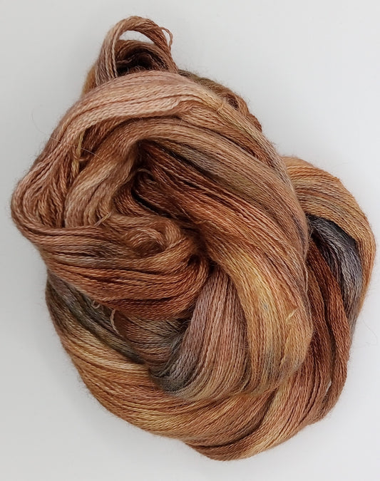 100G Alpaca/Silk/   Cashmere hand dyed Lace Weight Yarn- "Cumaru"
