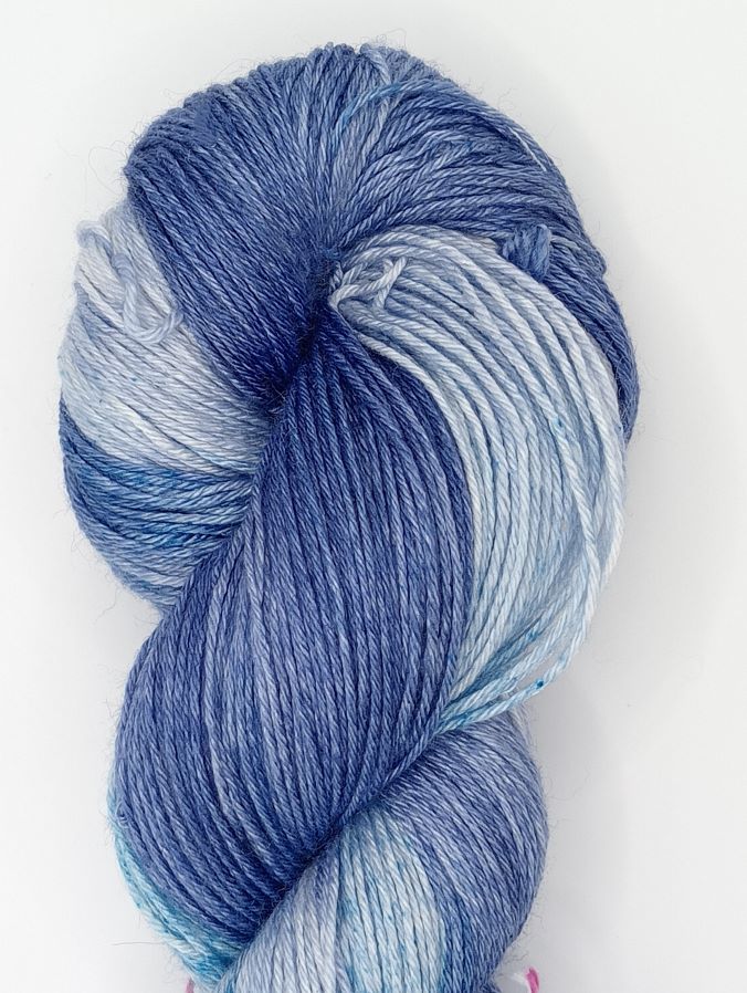 100G Bluefaced Leicester/Silk hand dyed 4 ply Yarn- "Ocean Depths"