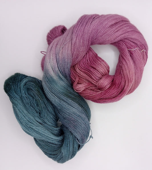 100G Alpaca/Silk/   Cashmere hand dyed Lace Weight Yarn- "Whitianga Springs"