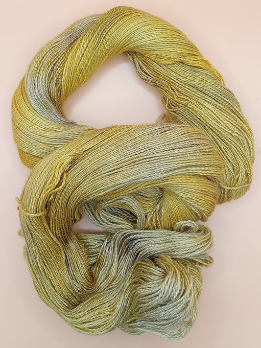 100G Baby Alpaca/Silk hand dyed Lace Weight Yarn- "Van Gogh"