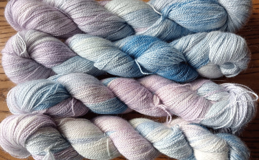 100G Baby Alpaca/Silk hand dyed Lace Weight Yarn- "Jellyfish"