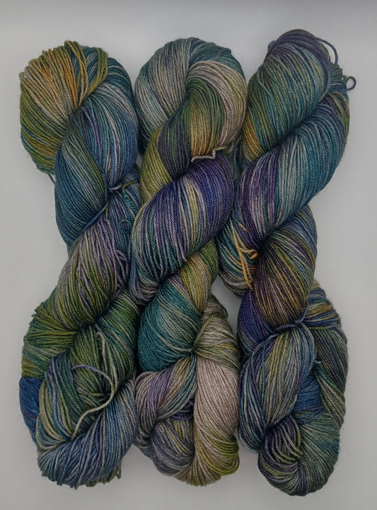 100G Merino/Silk/Yak hand dyed luxury Yarn 4 Ply- "Peacock"