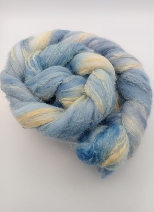 100G merino/soybean hand dyed fibre combed top - "Polar Express"
