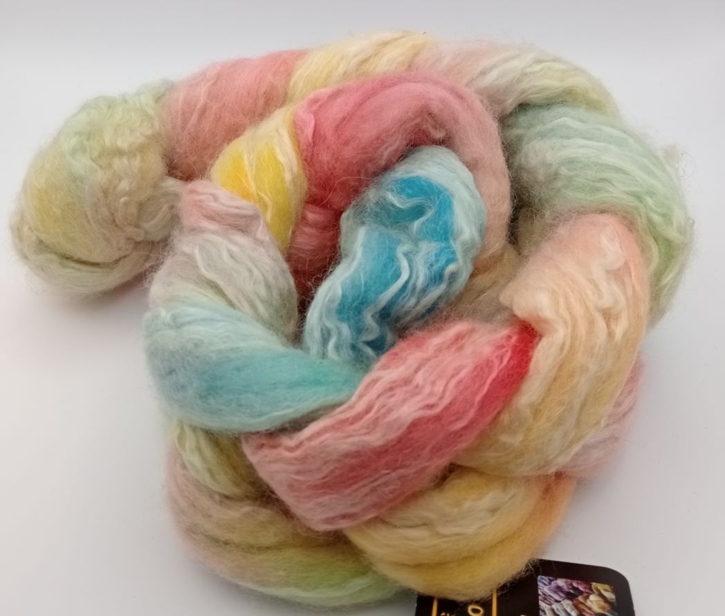 "Rainbow" Bluefaced Leicester/Seacell hand dyed luxury blend 100g