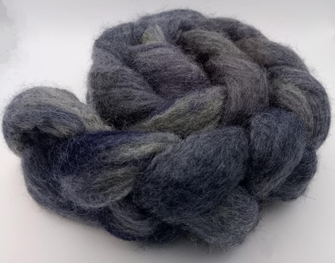 "Raven" Bluefaced Leicester hand dyed luxury blend 100g"