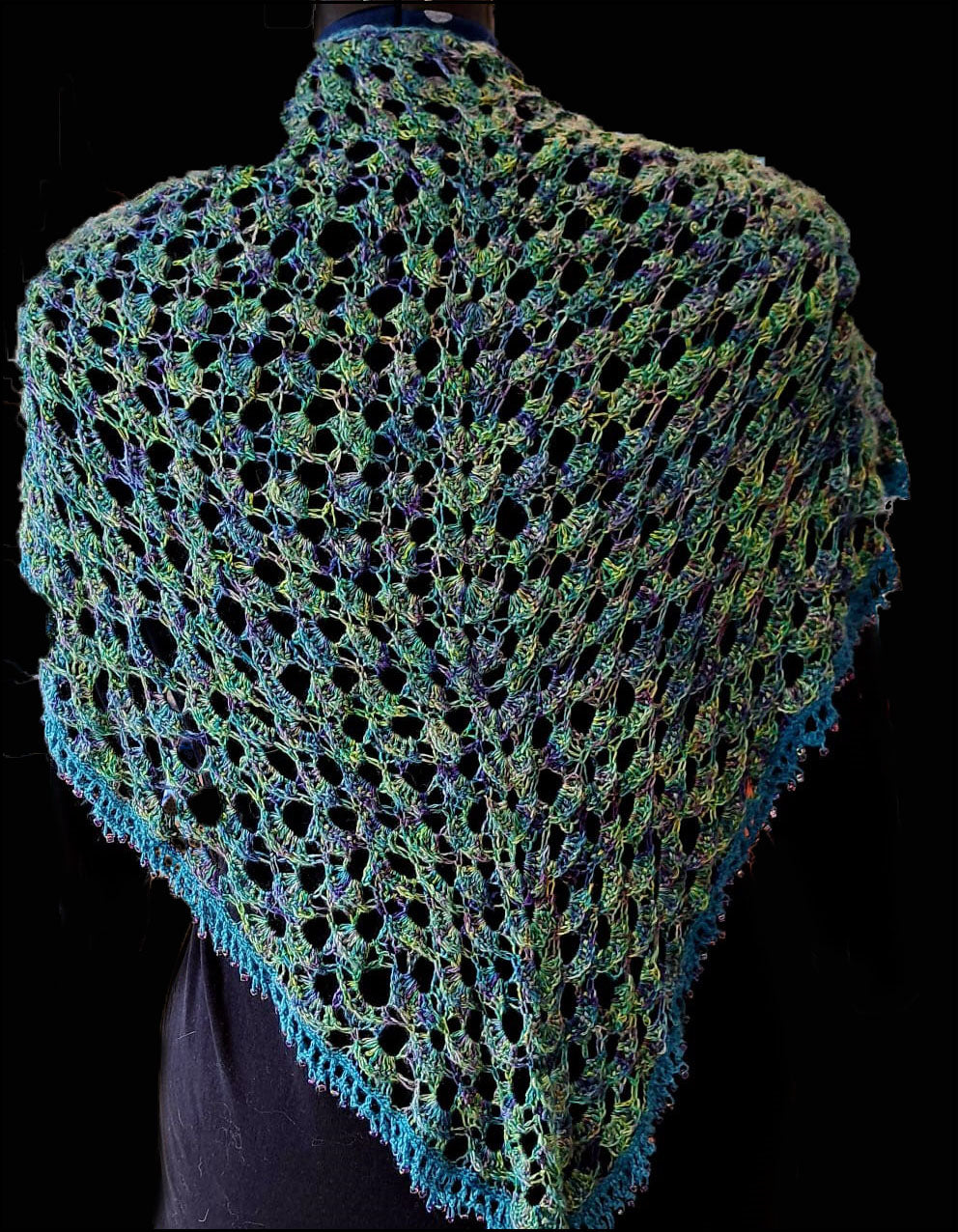 Peacock Crochet Silk Shawl - Limited Edition (yarn beads & pattern)
