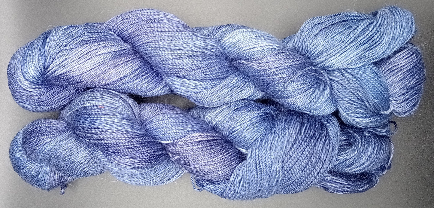 100G Alpaca/Silk/   Cashmere hand dyed 4 ply Yarn- "In the navy"