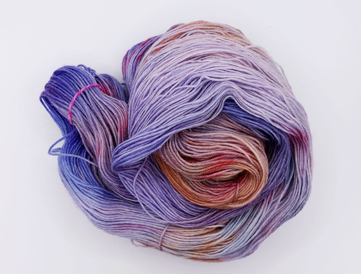 100G Bluefaced Leicester hand dyed Yarn 4 Ply- "A Pocketful of Posies"