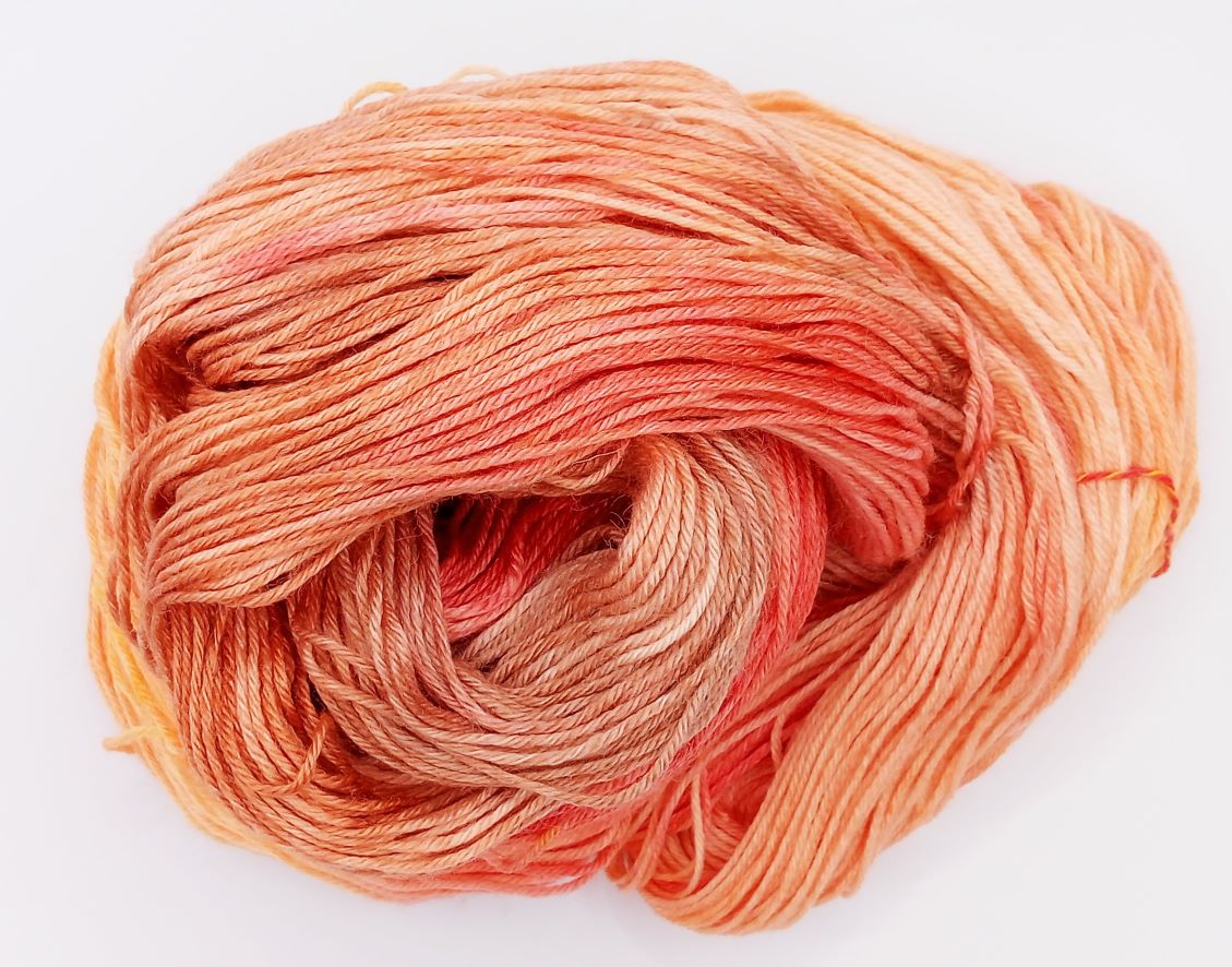 100G Merino/Bamboo hand dyed Yarn 4 Ply- "Spring Blush"