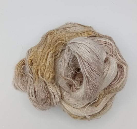 100G Alpaca/Silk/   Cashmere hand dyed Lace Weight Yarn- "Owl"