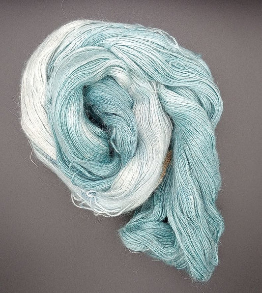 100G Alpaca/SIlk/Linen hand dyed Lace Weight Yarn- "Pea Shoot"