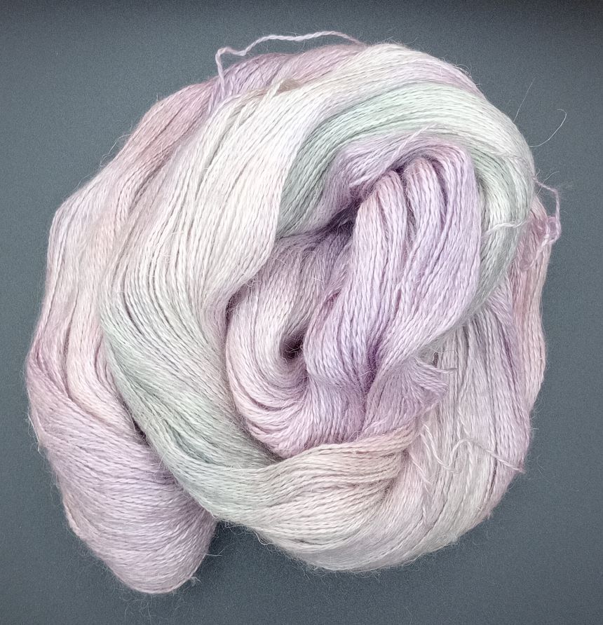 100G Alpaca/SIlk/Linen hand dyed Lace Weight Yarn- "Blossom" - **SALE**
